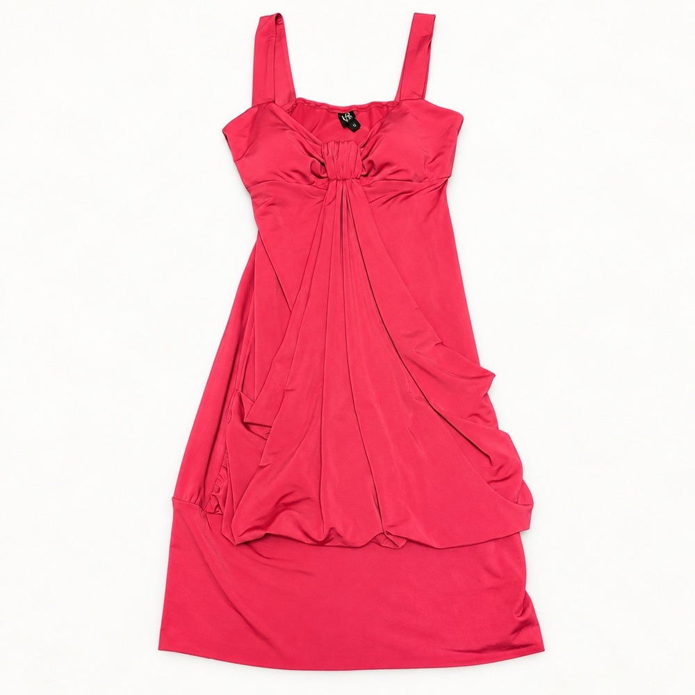 Love Tease Womens Small Pink Draped Asymmetric Layered Skirt Sleeveless Dress